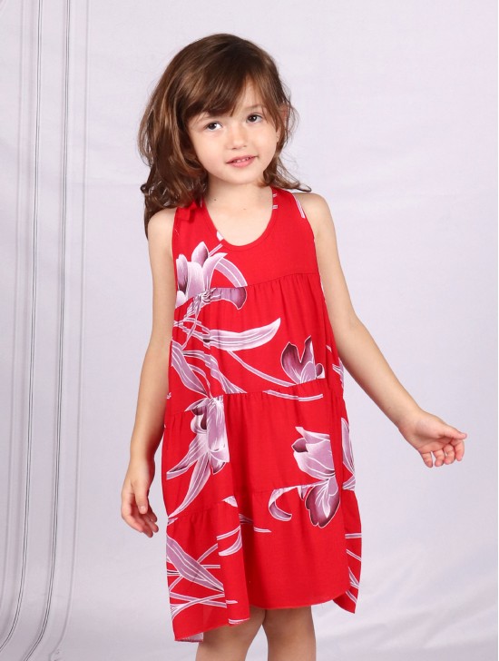 Kids Super Soft Bow Tie Shoulder Slip Fashion Dress (3-7  Yrs)